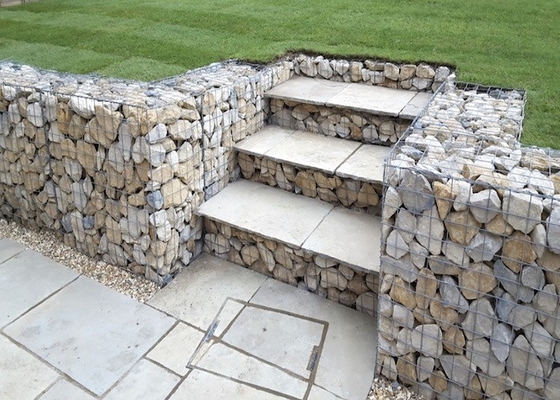 Grünes Pulver galvanisierte 3mm geschweißten Gabions-Kasten für Lanscaping-Wand-Dekoration