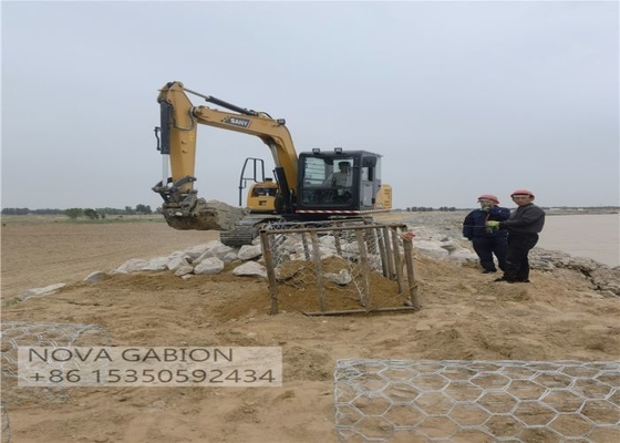 Überschwemmungsbekämpfung 4,0 mm Gabion Mesh Cage für Stein Sack Gabion Boxen Flussfüllung Gabion Taschen PVC beschichtet Sack Gabion