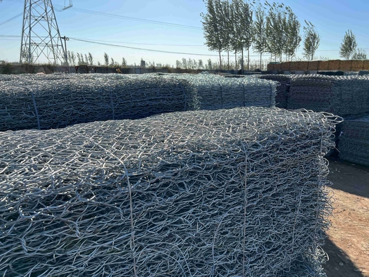 3.2mm Woven Gabion Baskets 60x80mm Hexagonal Mesh