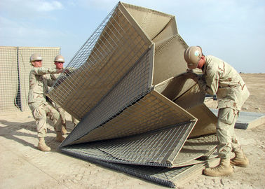 Geschweißte Verteidigungsbarriere / Verteidigungsbastion Gabion Mesh Box mit braunem Geotextil für itär