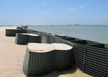 Quadratische Löcher itärische Verteidigungsbarrieren Gabion Mesh Box mit grünem Geotextil